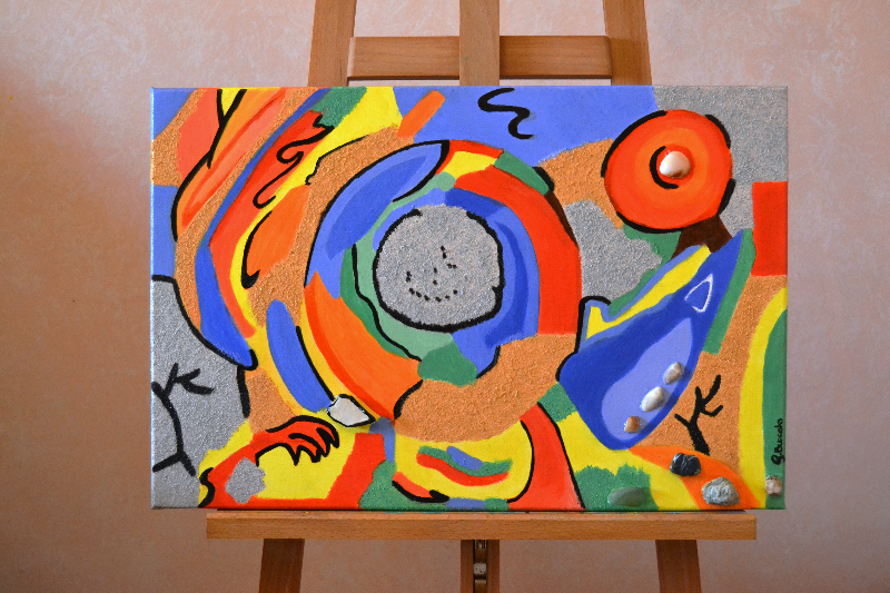 Cosmo 40x60 tecnica mista: materico + acrilico 2014