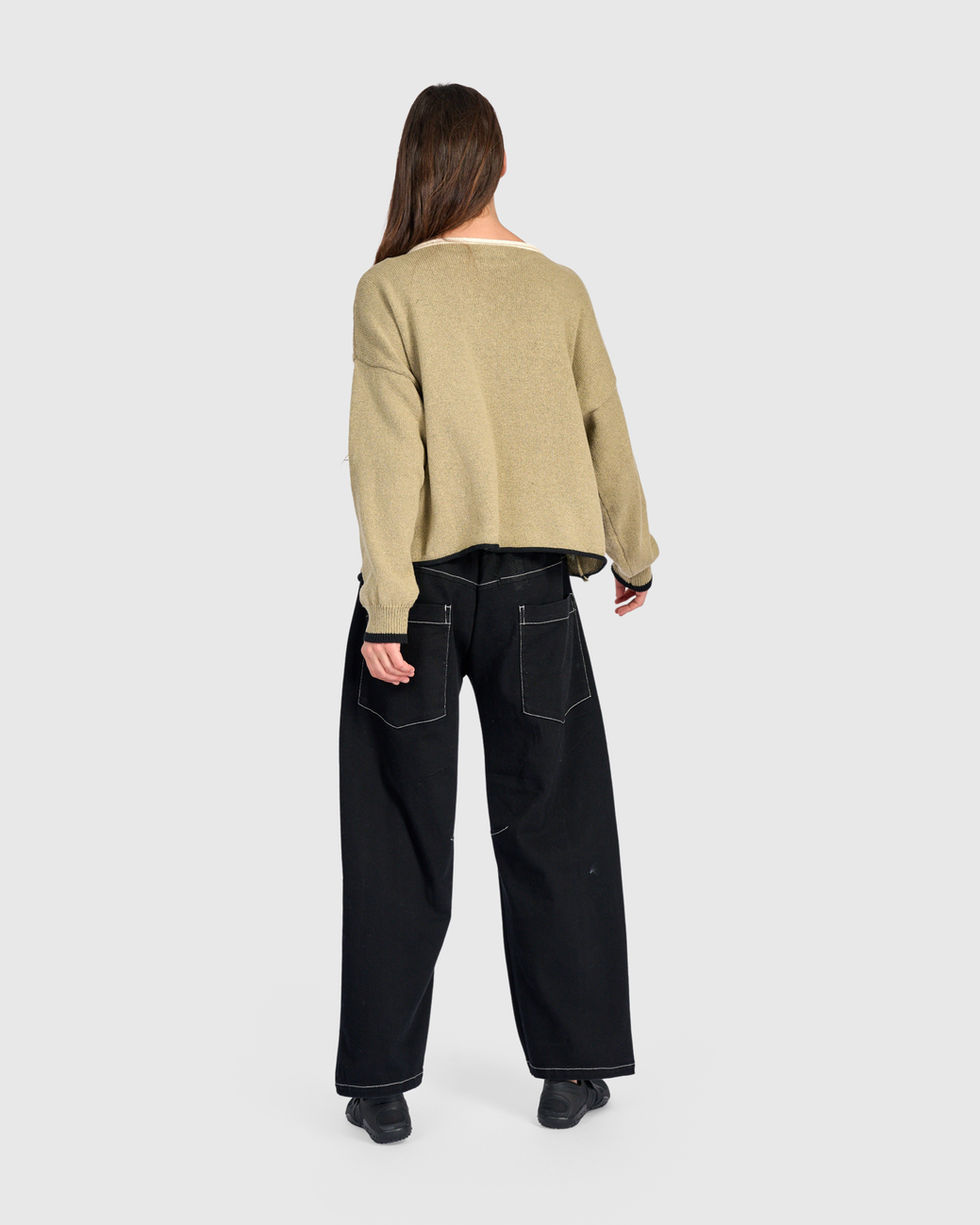 Alembika Contrast Trim Sweater - Stone AS63S