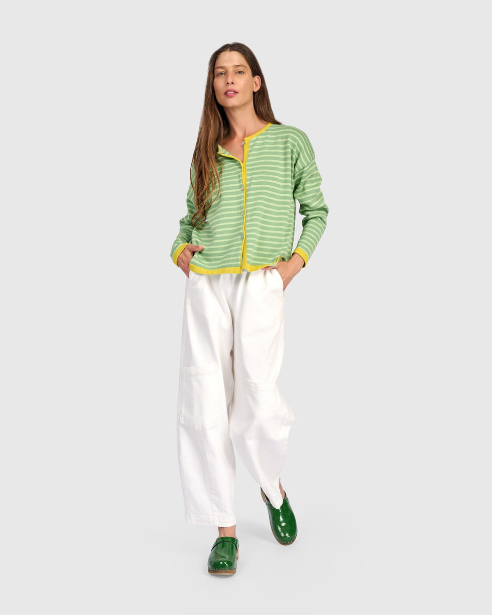Alembika Skinny Stripe Cardigan - Lime AS61L