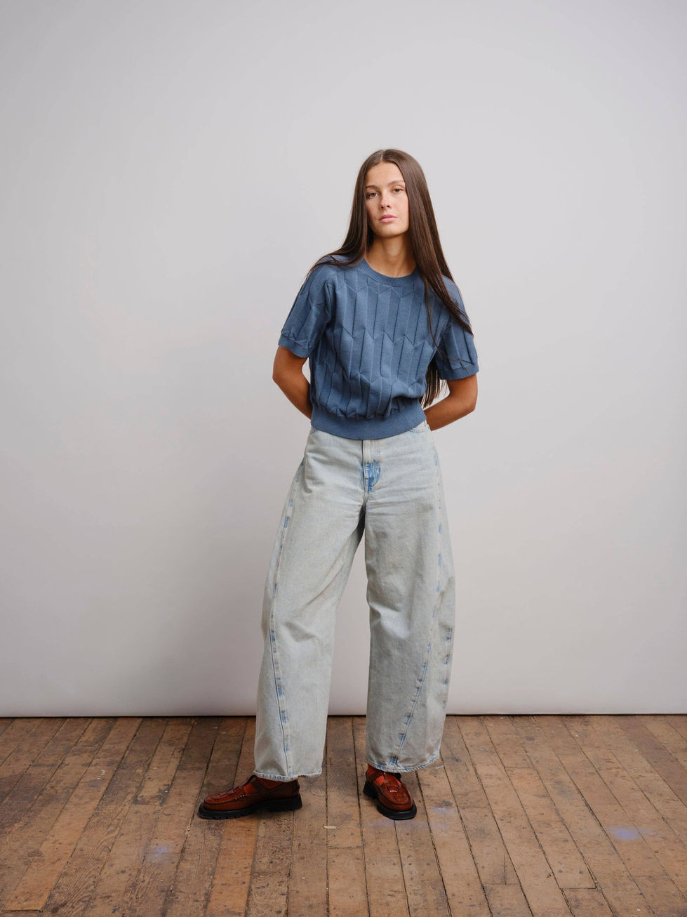 Chevron Ruben Tee - Delphinium