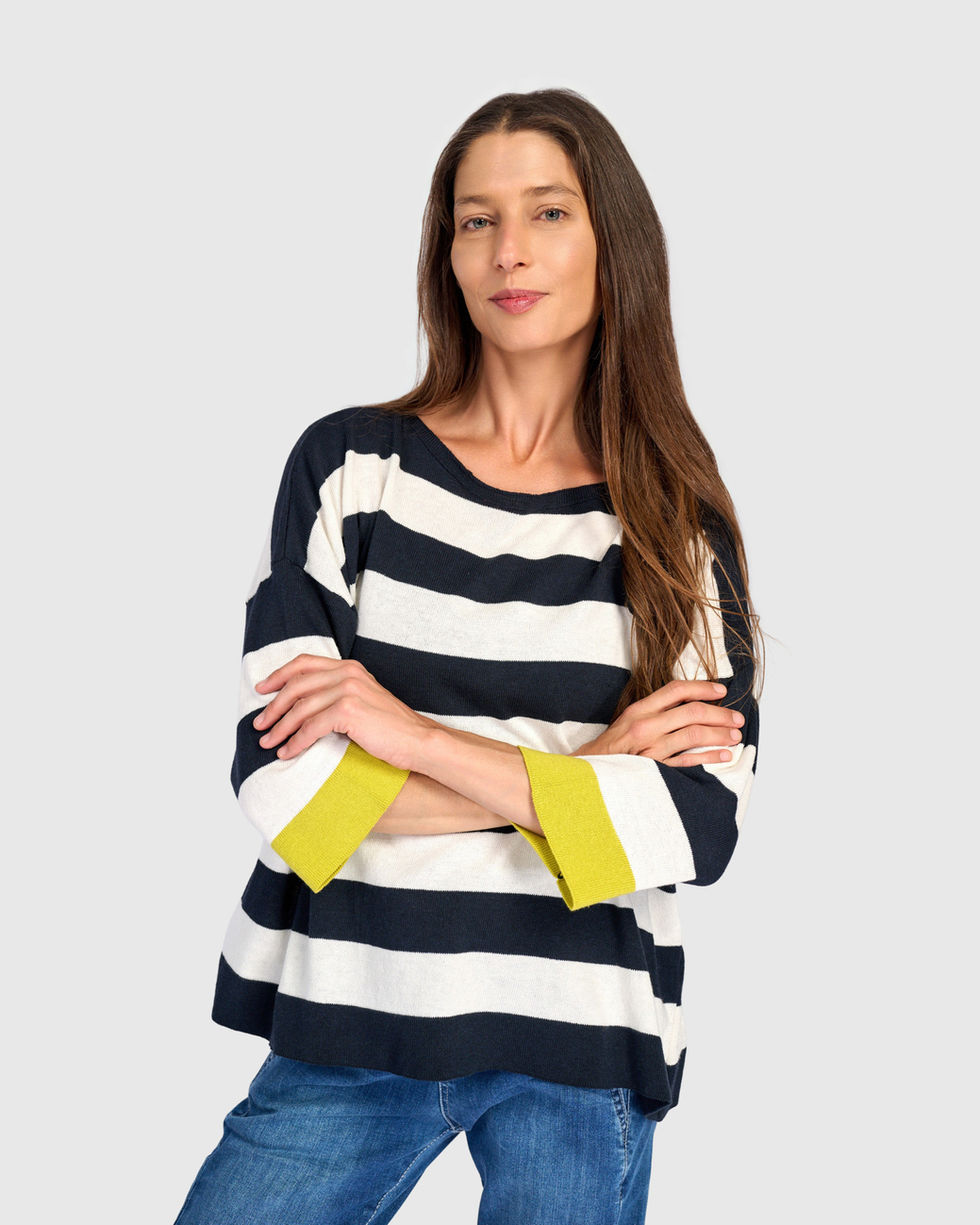 Alembika Boxy Stripes Sweater - Lime AS67L