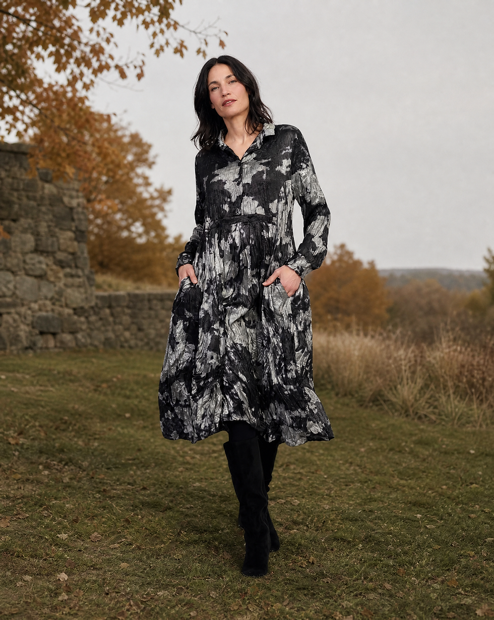 Alembika Chroma Babydoll Shirtdress - Silver AD811S