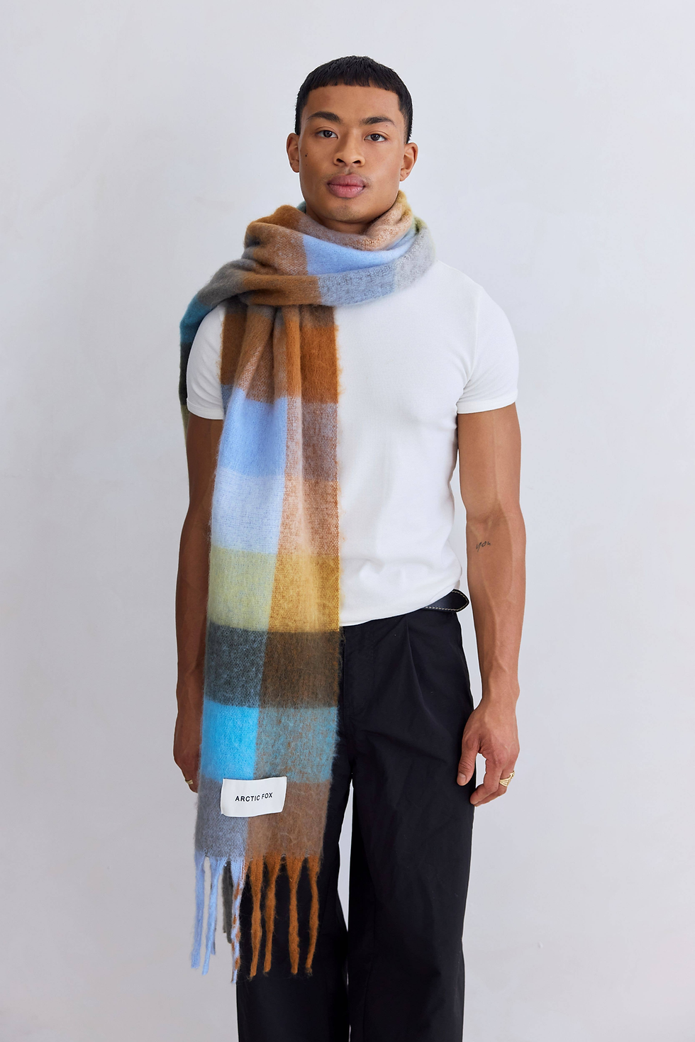 Arctic Fox & Co. The Reykjavik Scarf - 100% Recycled - Blue/Orange RJKSCFCBO007