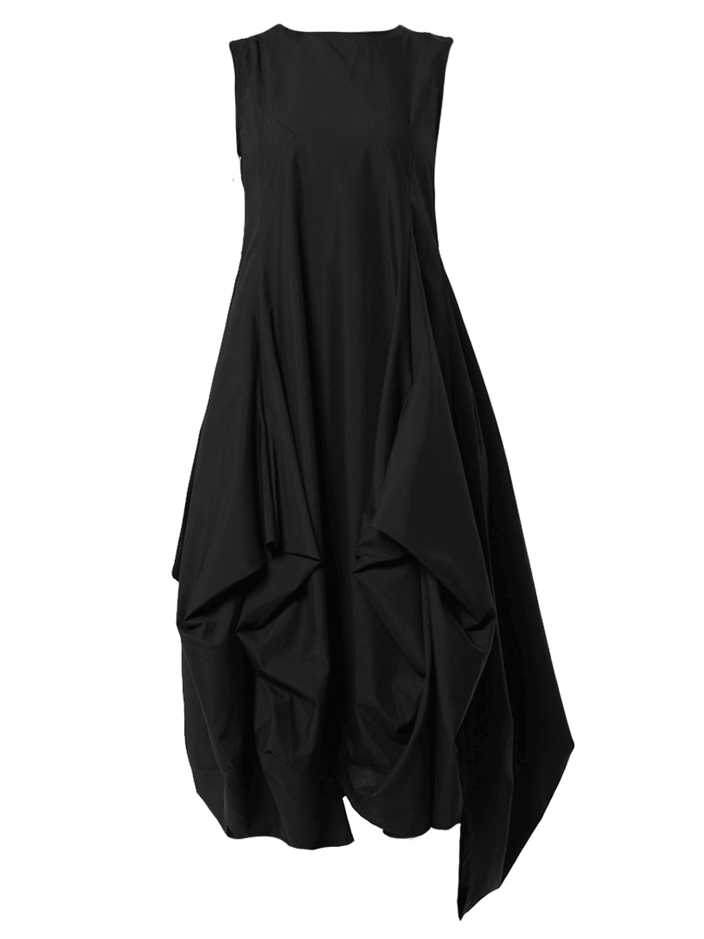 Metamorphoza Sleeveless Black Dress With Drapings METD0085