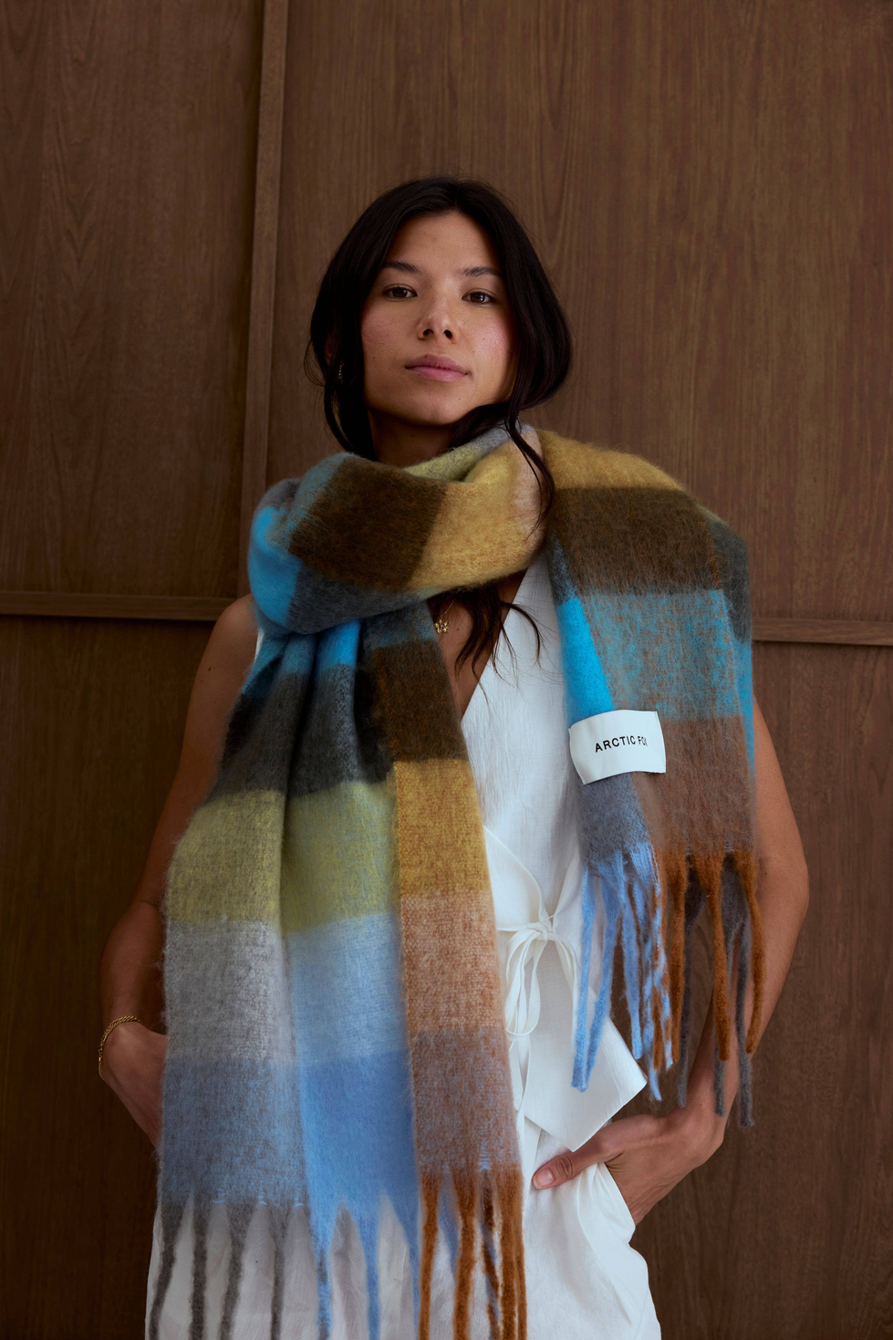 Arctic Fox & Co. The Reykjavik Scarf - 100% Recycled - Blue/Orange RJKSCFCBO007