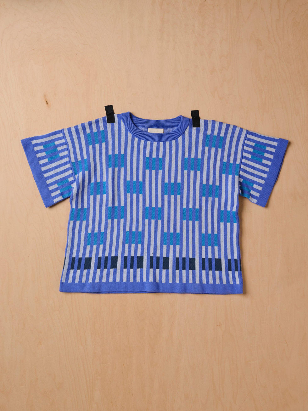 Endery Bauhaus Short Sleeve Sweater Tee - Azure