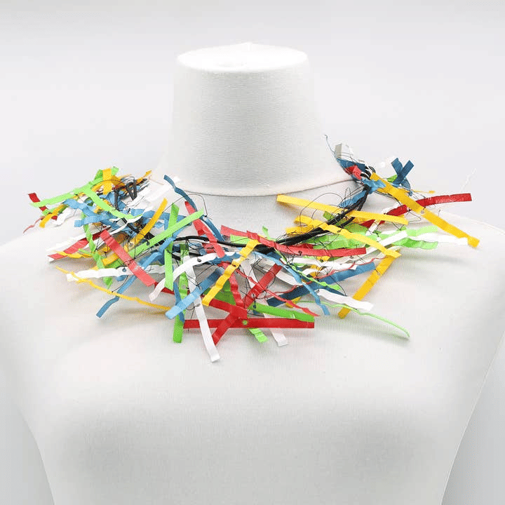 Jianhui London Aqua Willow Tree Leaf Necklace Hand-painted - Short NL2263