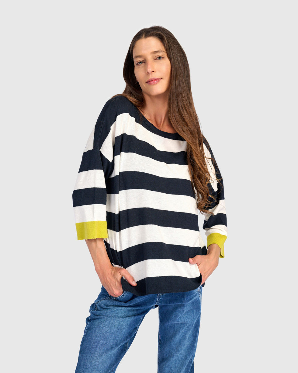 Alembika Boxy Stripes Sweater - Lime AS67L