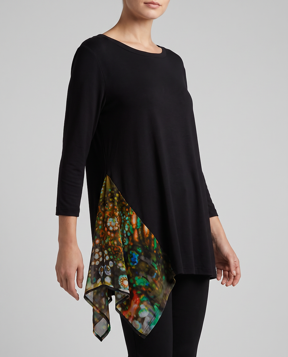 Trunk Show - NY 77 Black Handkerchief Hem Top 26604