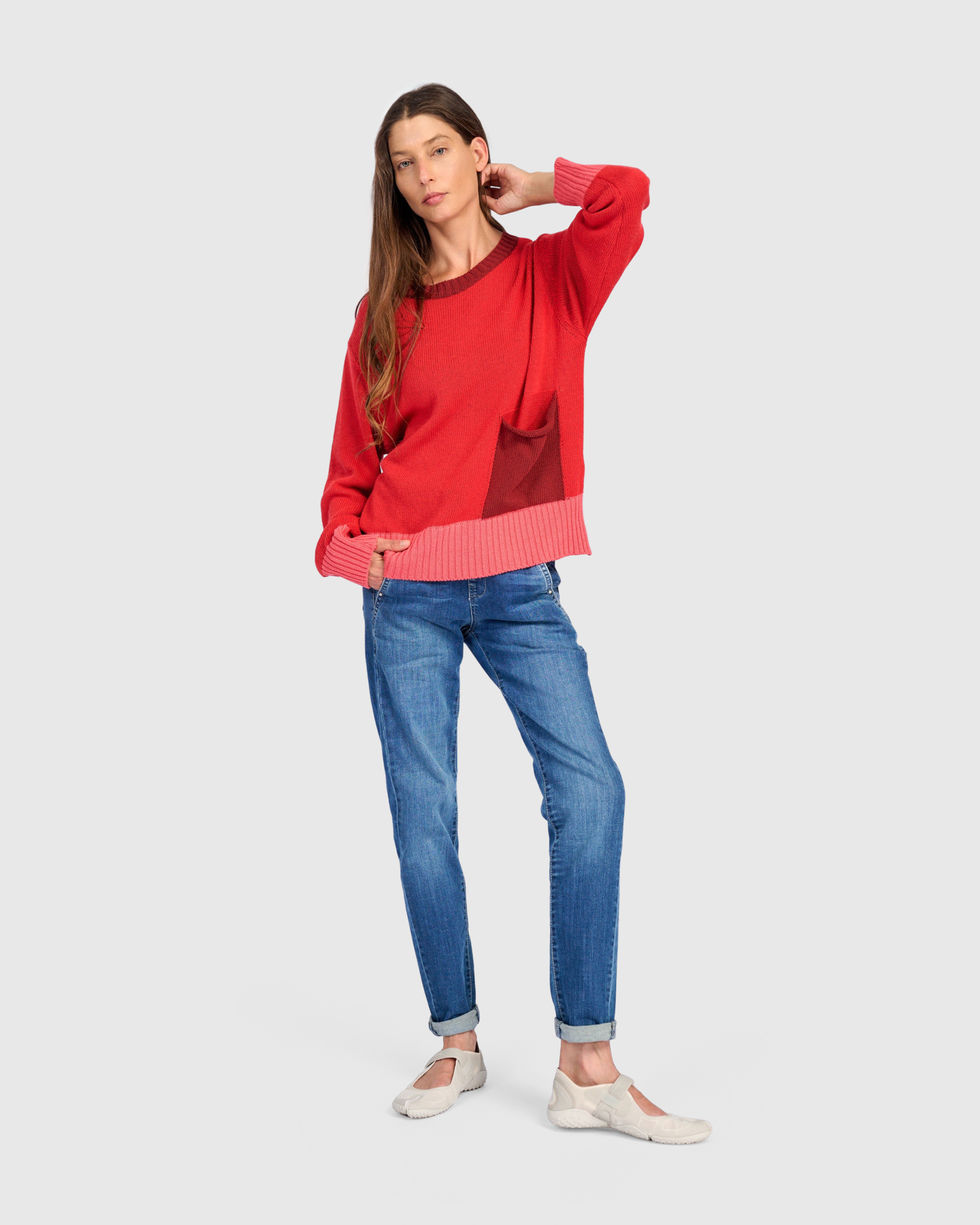 Alembika Pocket Sweater - Red AS54R