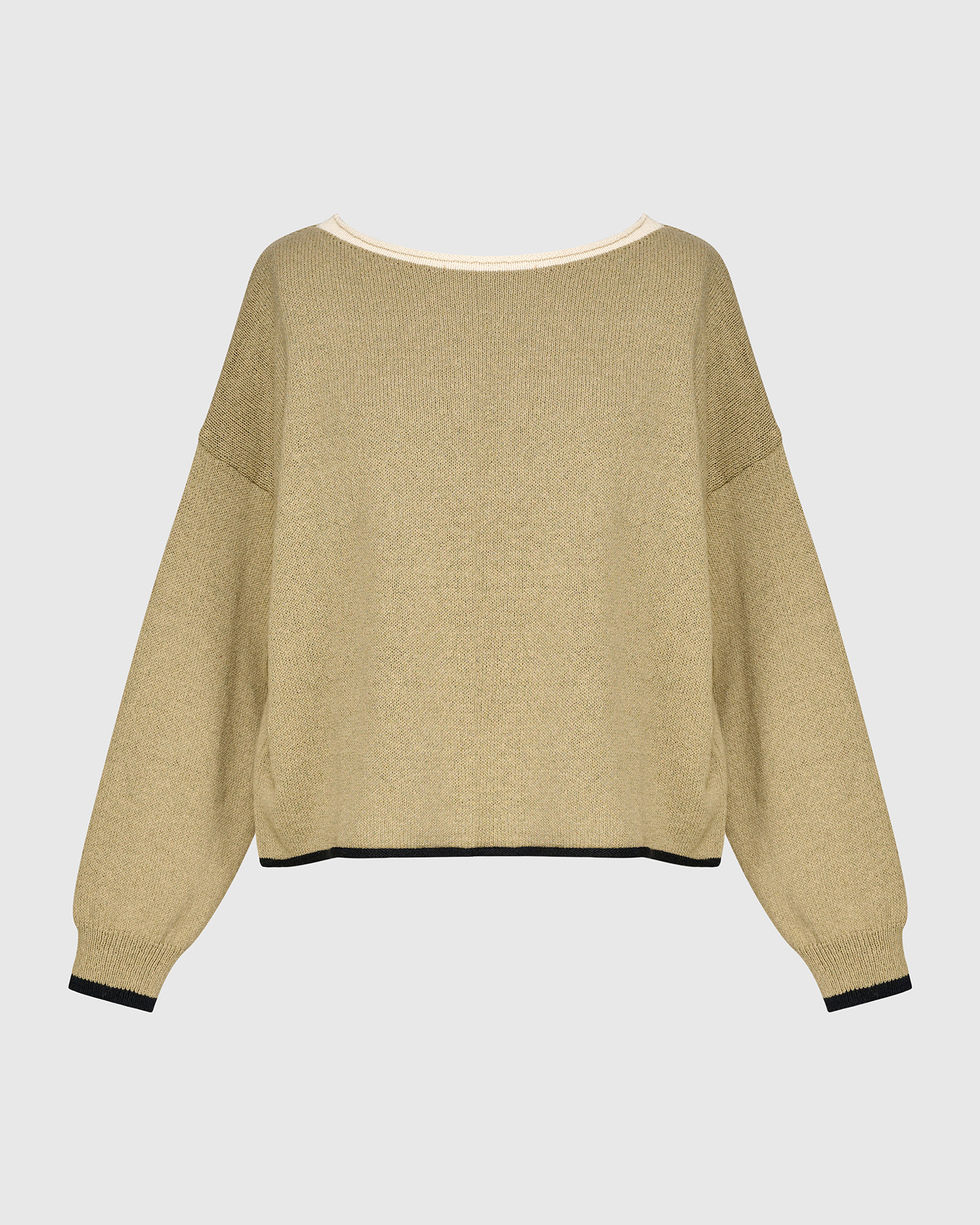Alembika Contrast Trim Sweater - Stone AS63S