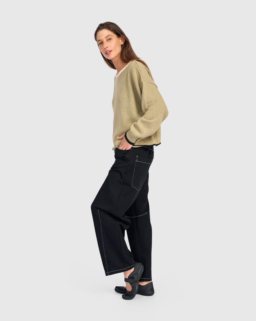 Alembika Contrast Trim Sweater - Stone AS63S