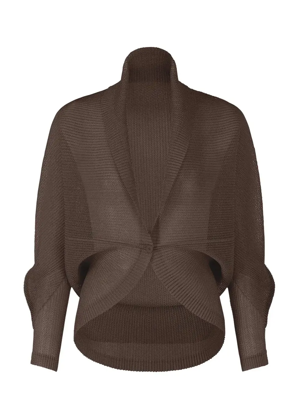Masa Miyake Pleated Long Sleeve One Button Jacket in Brown