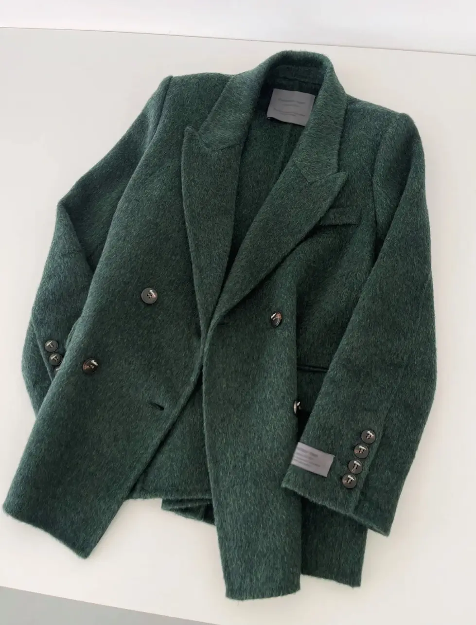 Loom & Line Ember 100% Wool Double-breasted Blazer - Green