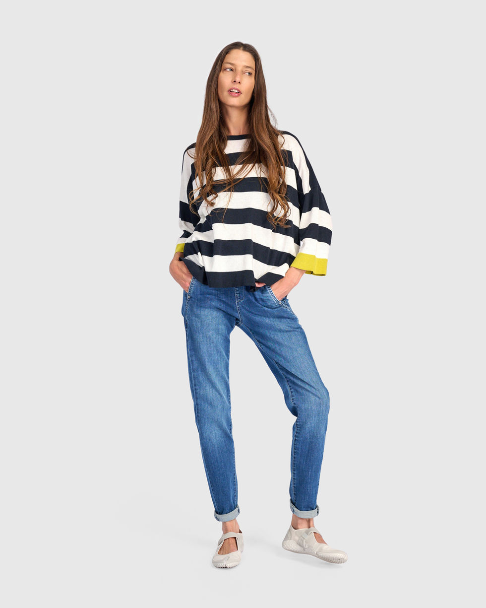 Alembika Boxy Stripes Sweater - Lime AS67L