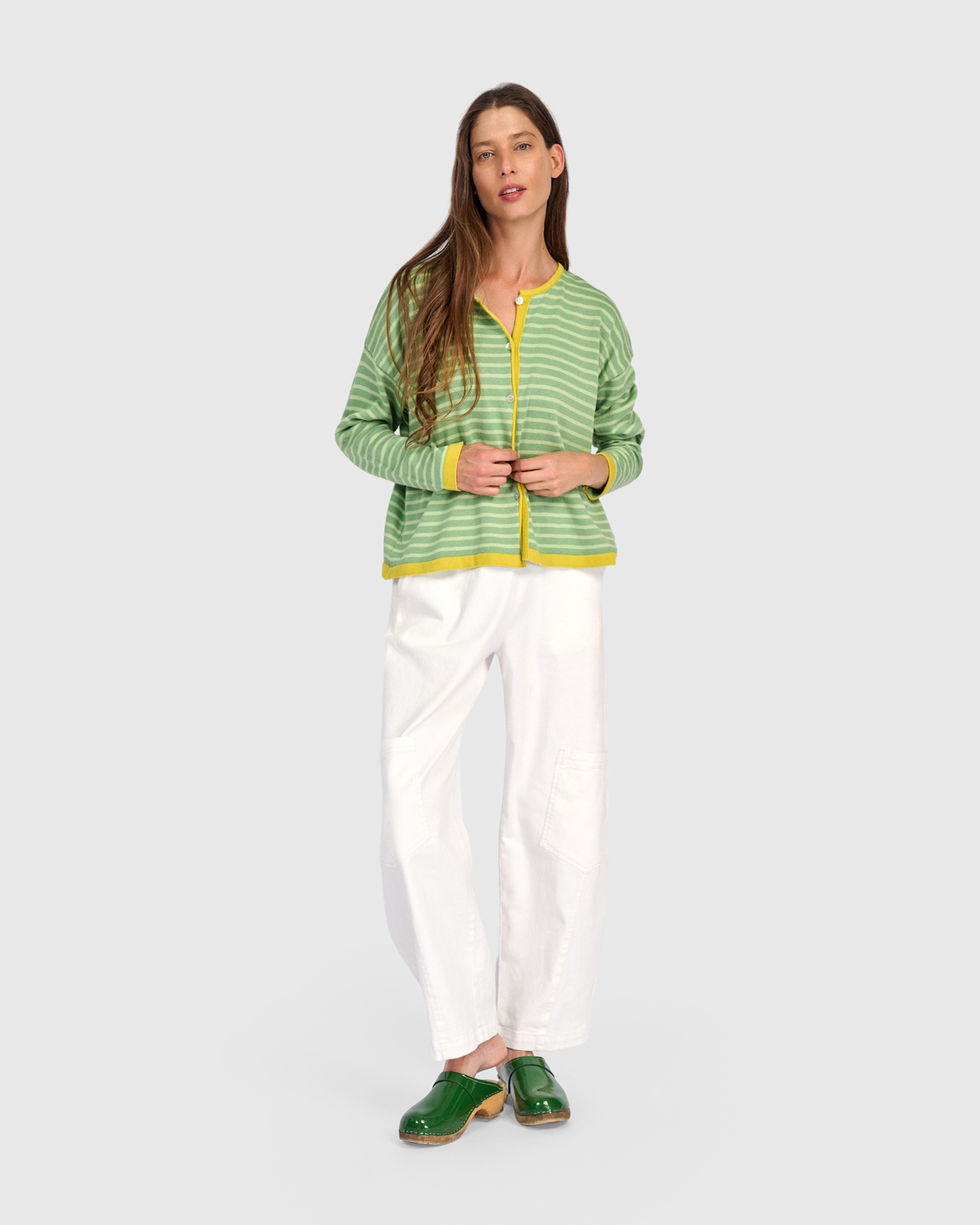 Alembika Skinny Stripe Cardigan - Lime AS61L
