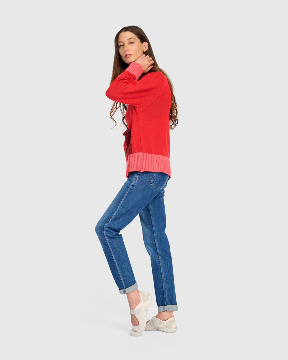 Alembika Pocket Sweater - Red AS54R