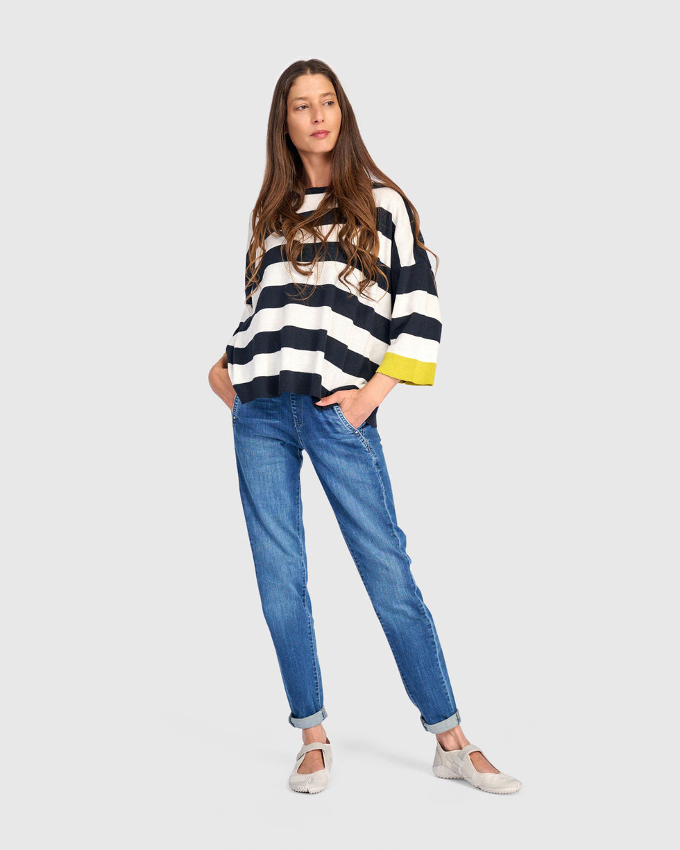 Alembika Boxy Stripes Sweater - Lime AS67L