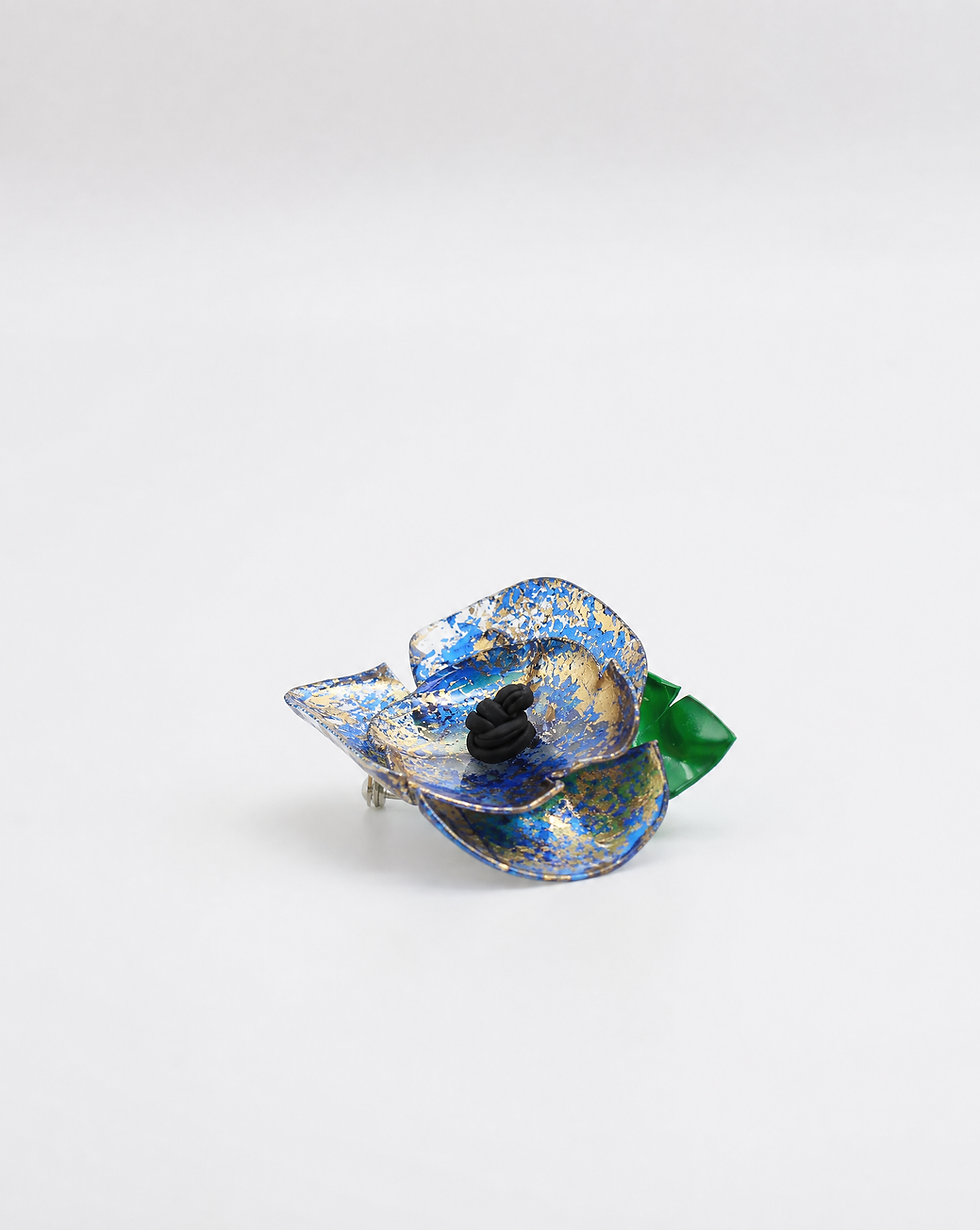 Jianhui London Poppy Flower Brooch - gold blue love launch