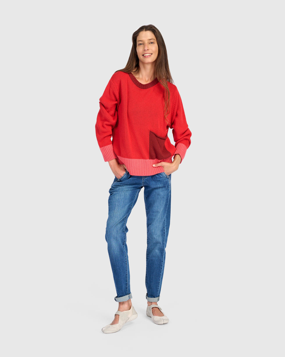 Alembika Pocket Sweater - Red AS54R