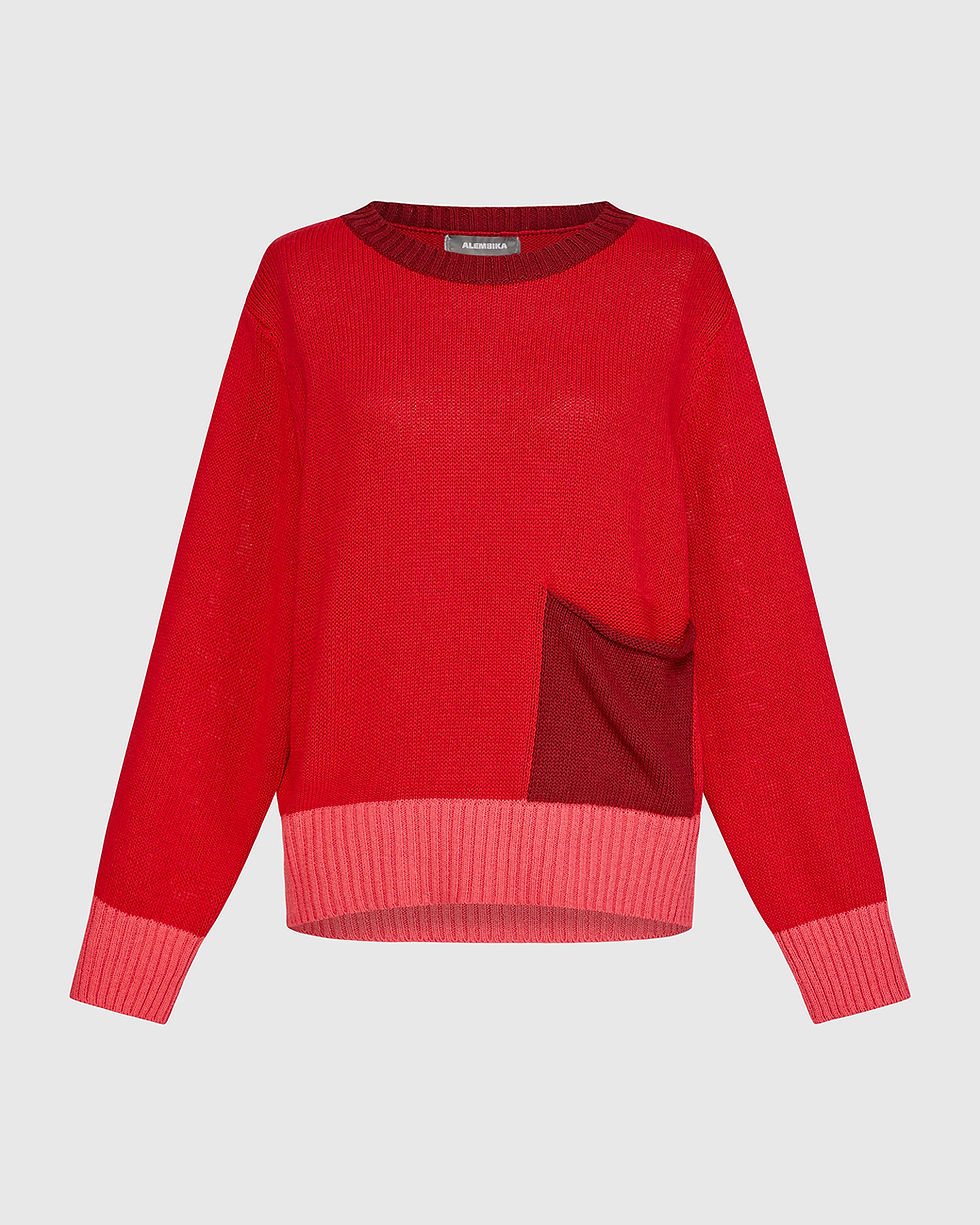 Alembika Pocket Sweater - Red AS54R