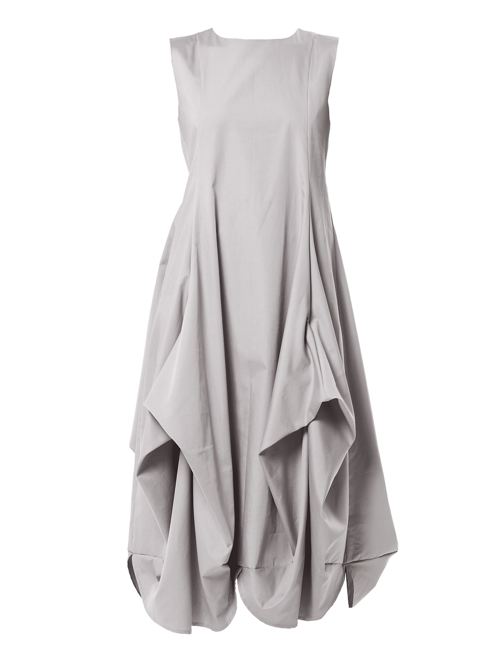Metamorphoza Sleeveless Dress With Drappings In Light Gray METD0085