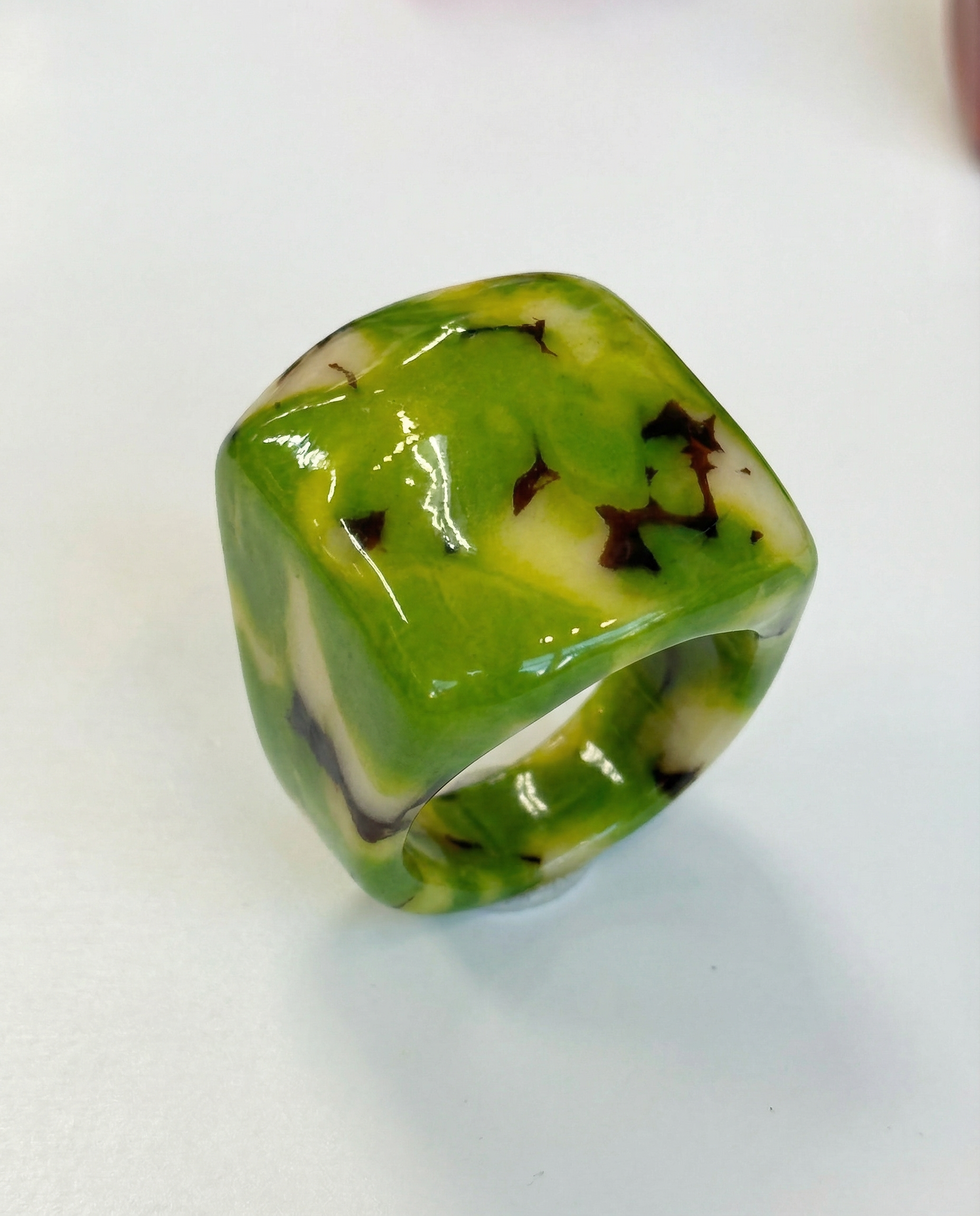 zafy tagua nut ring love launch green