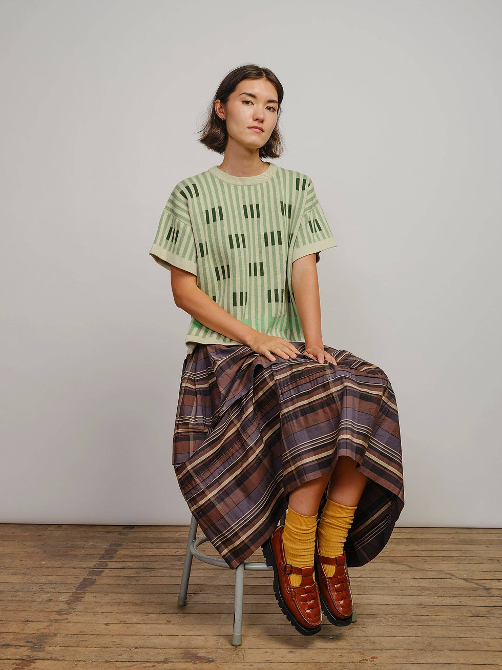 The Endery Bauhaus Short Sleeve Sweater Tee - Chloris ENDFW26/STABAUDE-C22-N-XSS