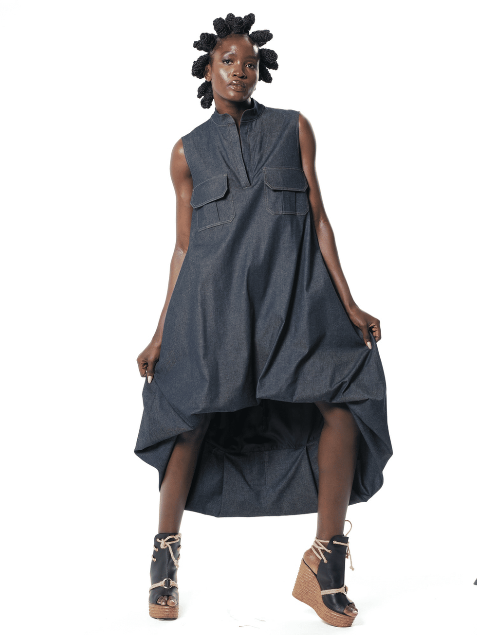 Metamorphoza High-Low Denim Dress METD0280
