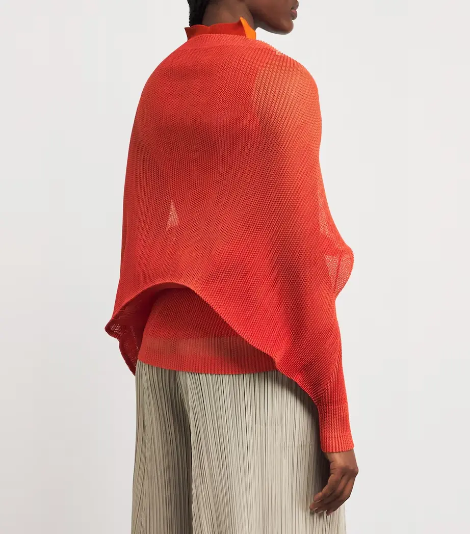 Masa Miyake Pleated Long Sleeve One Button Jacket in Orange