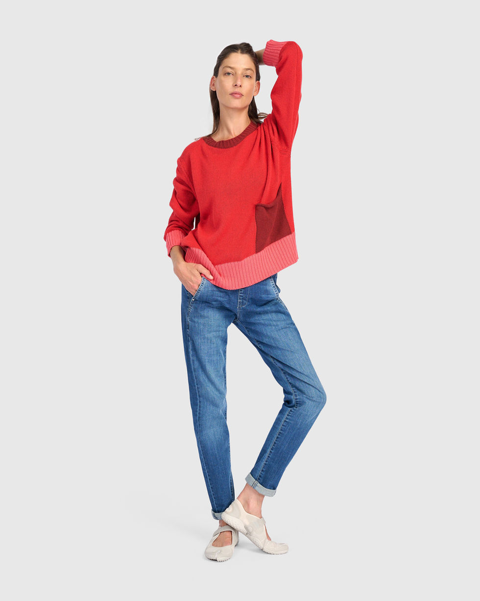 Alembika Pocket Sweater - Red AS54R