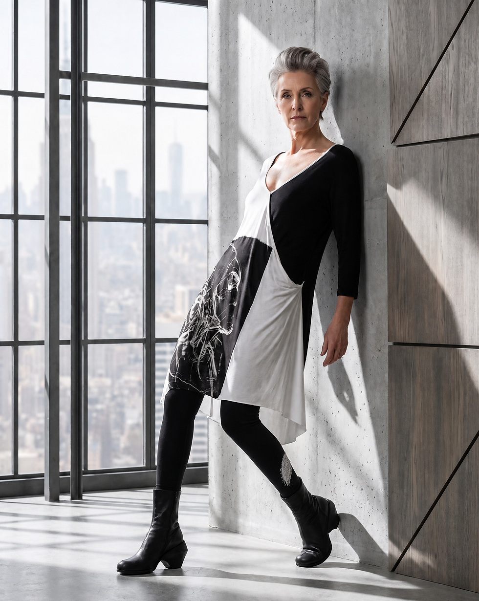 Trunk Show - NY 77 Black and White Panel Dress 26603