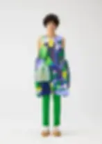 Masa Miyake Pleated Geometric Playground Printed Tunic in Green