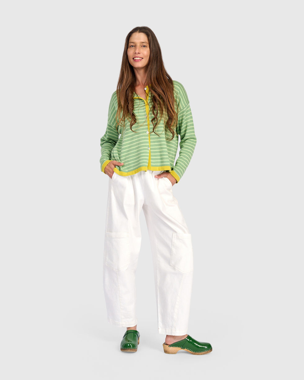 Alembika Skinny Stripe Cardigan - Lime AS61L