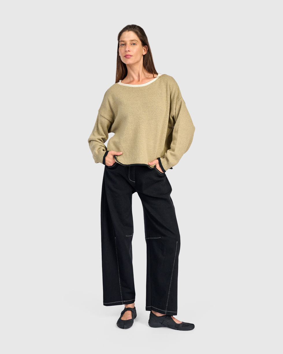 Alembika Contrast Trim Sweater - Stone AS63S