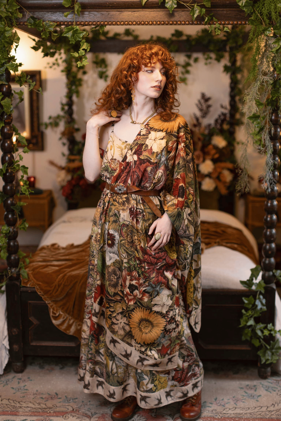 Market of Stars Golden Hour Floral Bohemian Scarf GOLDHSCF000