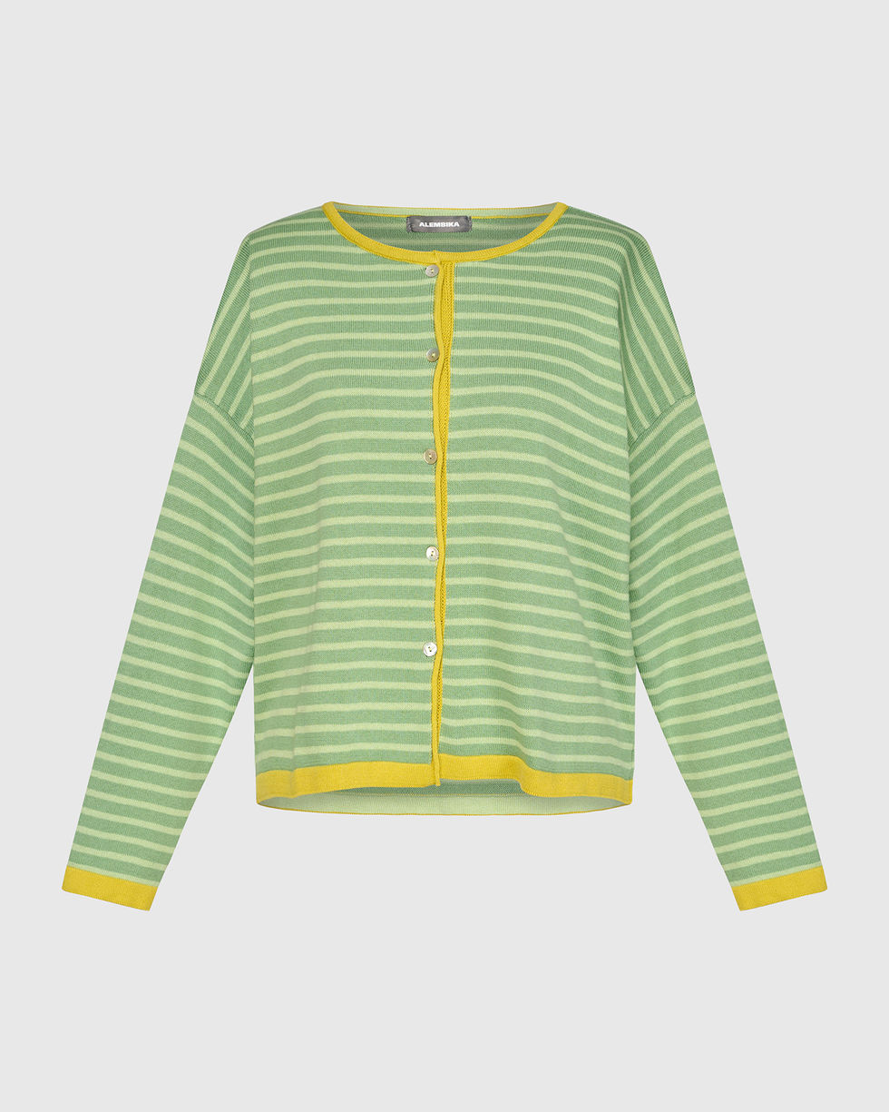 Alembika Skinny Stripe Cardigan - Lime AS61L