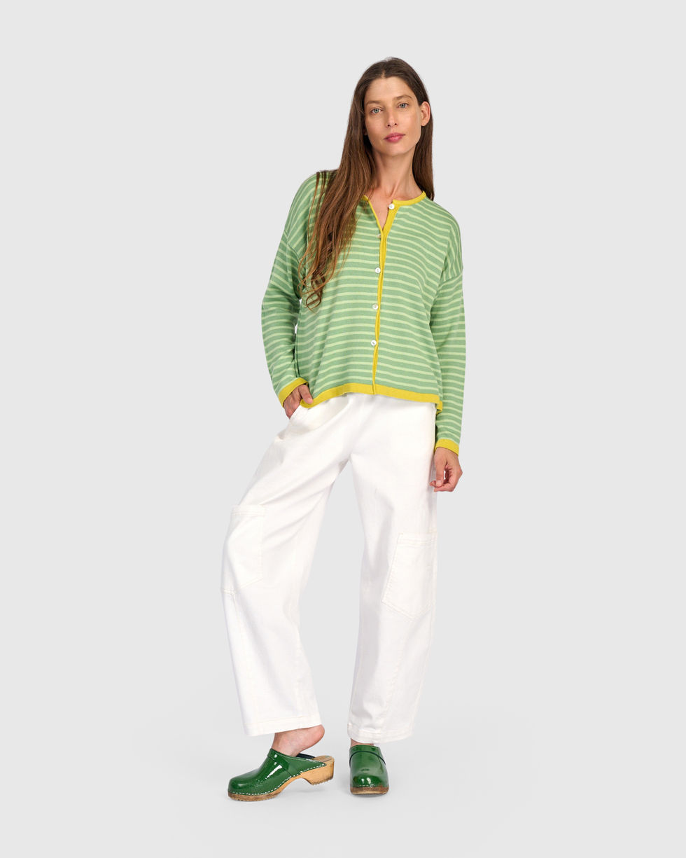 Alembika Skinny Stripe Cardigan - Lime AS61L