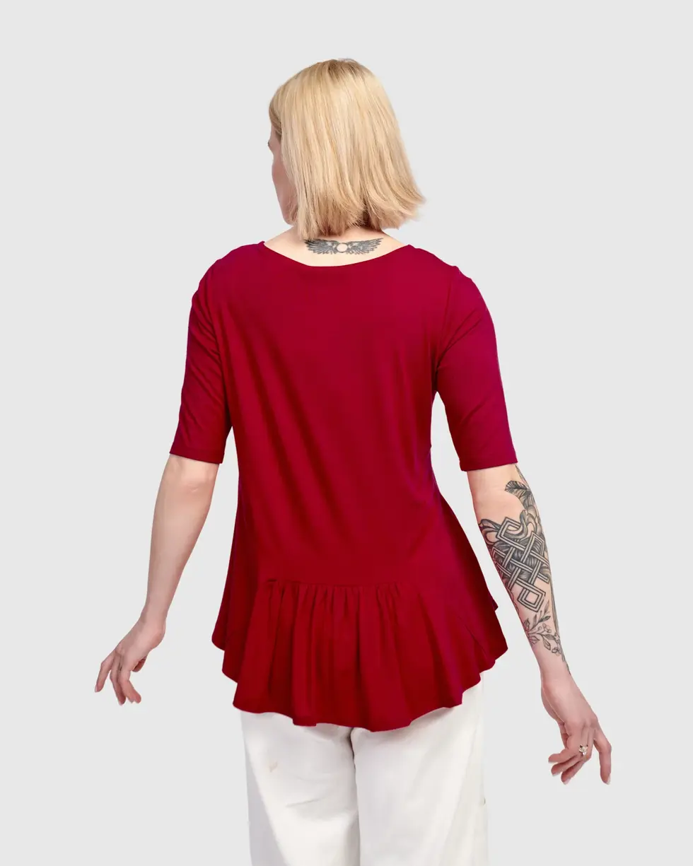 Alembika Addison Flouncy Tee  Maroon ST705M