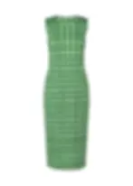 Masa Miyake Pleated Block Check Printed Basket Dress in Green