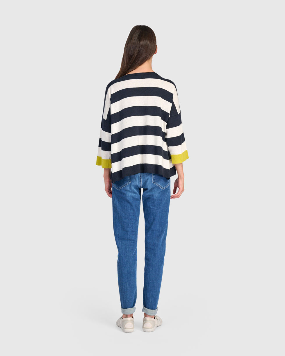 Alembika Boxy Stripes Sweater - Lime AS67L