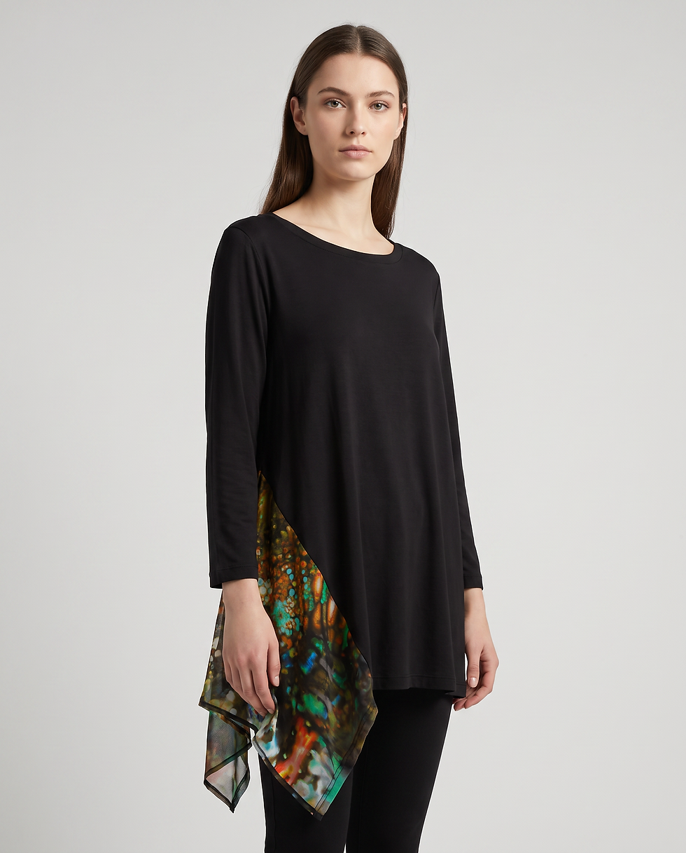 Trunk Show - NY 77 Black Handkerchief Hem Top 26604