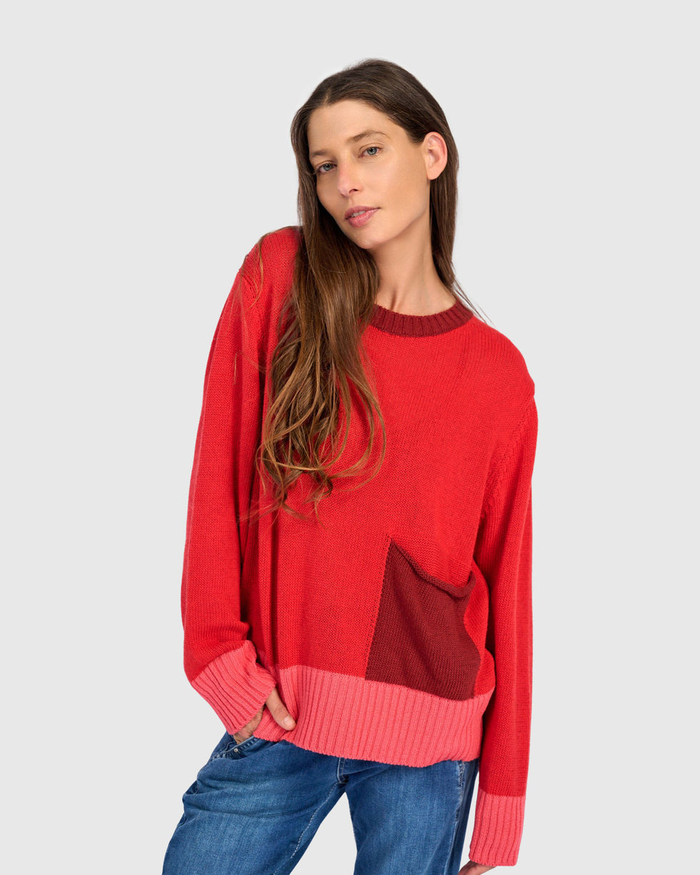 Alembika Pocket Sweater - Red AS54R