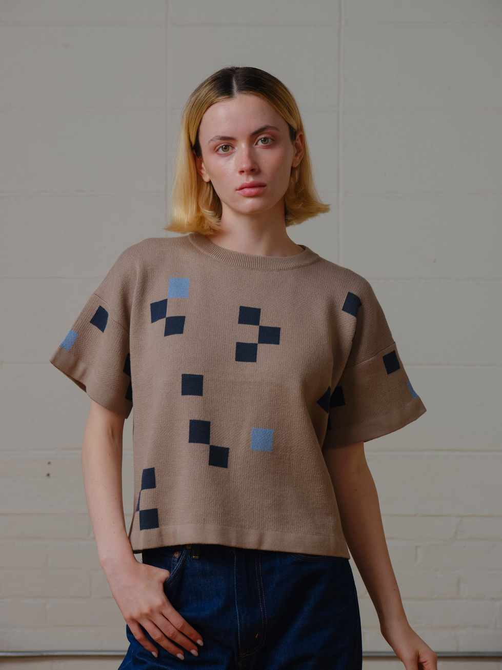 Endery Albers Short Sleeve Sweater Tee - Mica