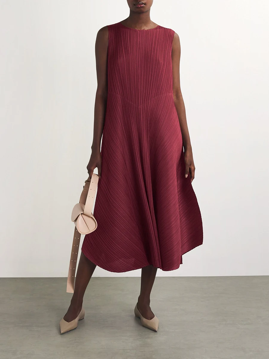 Miyake Pleated Sleeveless Loose Bud Dress