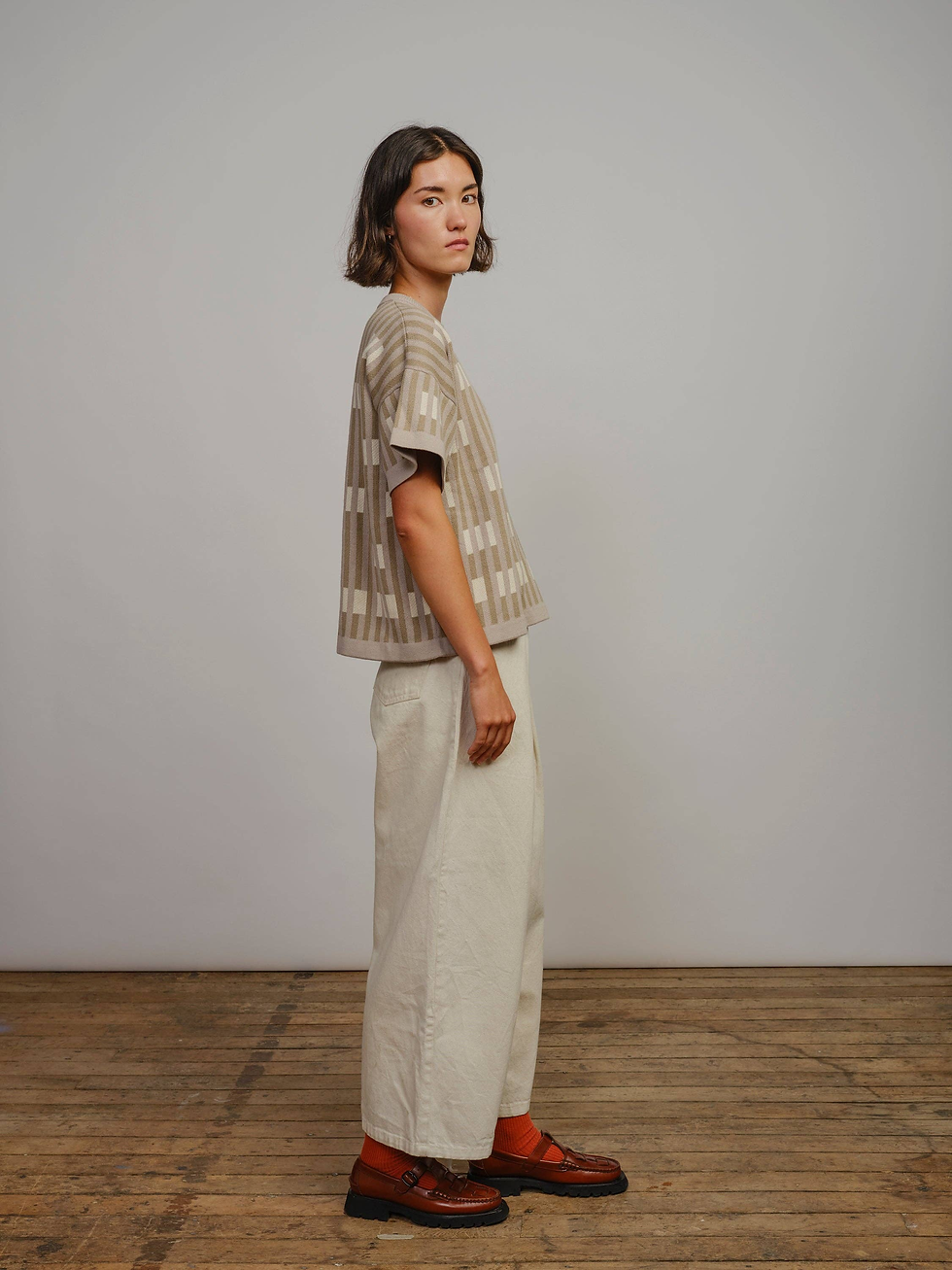 The Endery Bauhaus Short Sleeve Sweater Tee - Mist ENDFW26/STABAUDE-C23-N-XSS