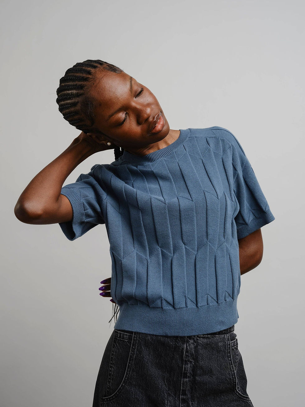 Chevron Ruben Tee - Delphinium