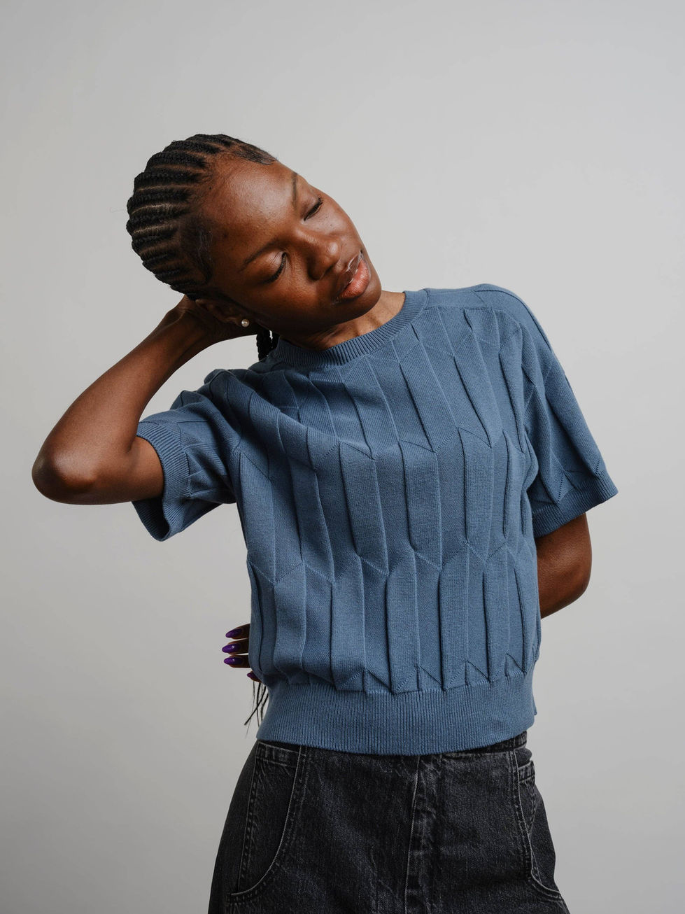 Chevron Ruben Tee - Delphinium