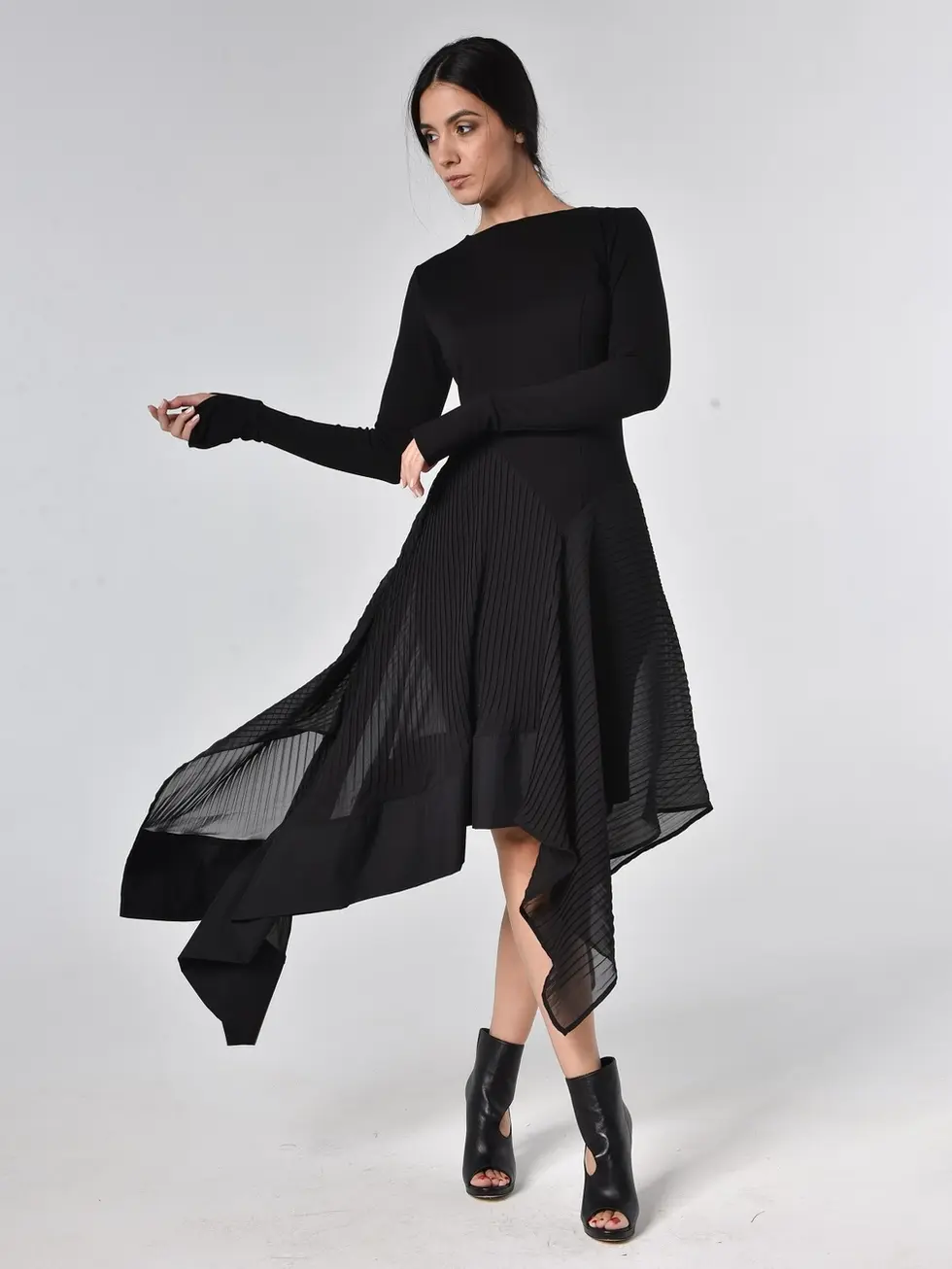 Metamorphoza Pleated Chiffon Dress METD0134