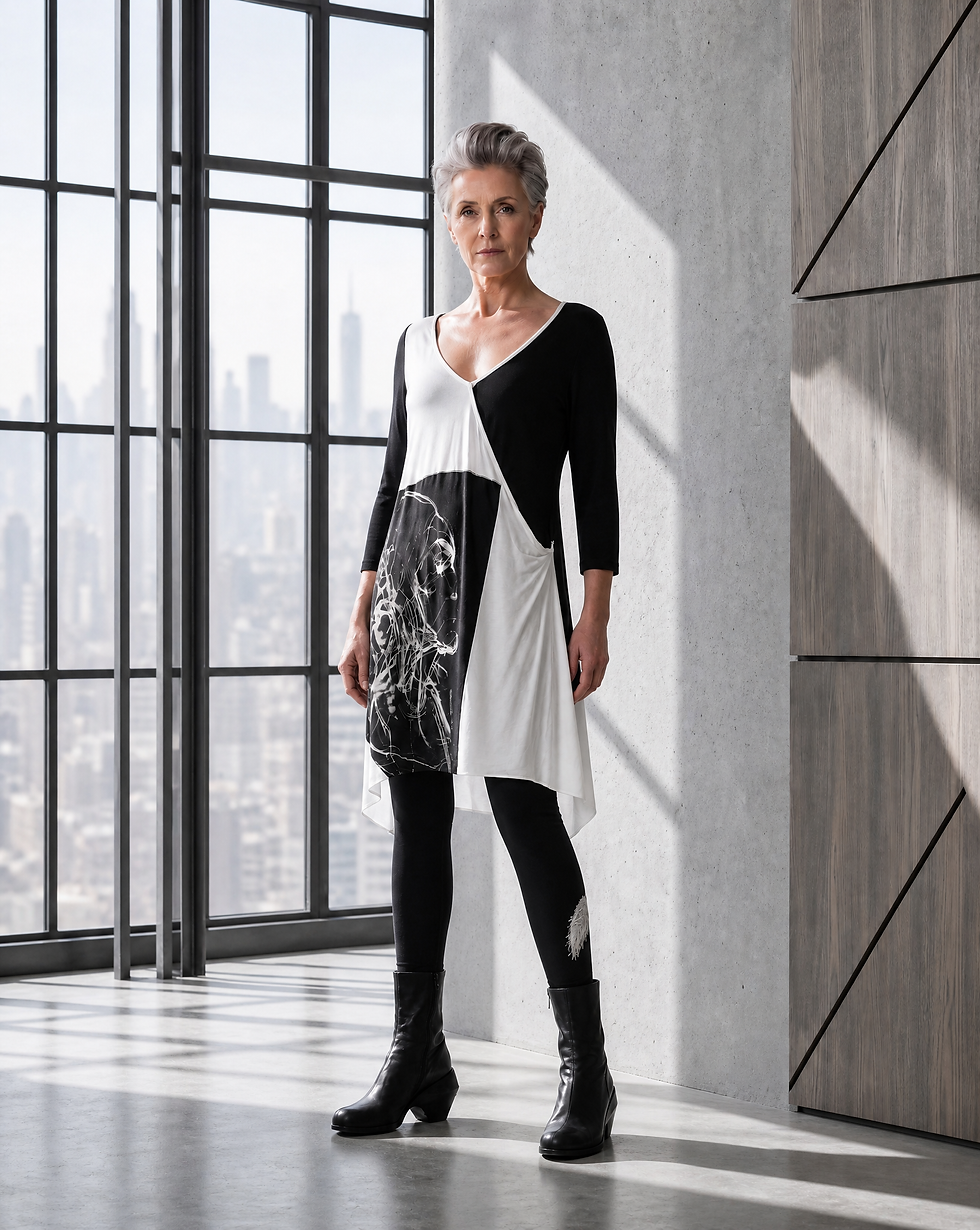 Trunk Show - NY 77 Black and White Panel Dress 26603
